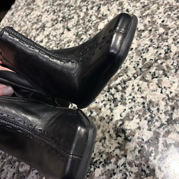 Bruno Valenti Leather‎ Ankle Boots Square Toe Size 6 Black - Picture 4 of 10